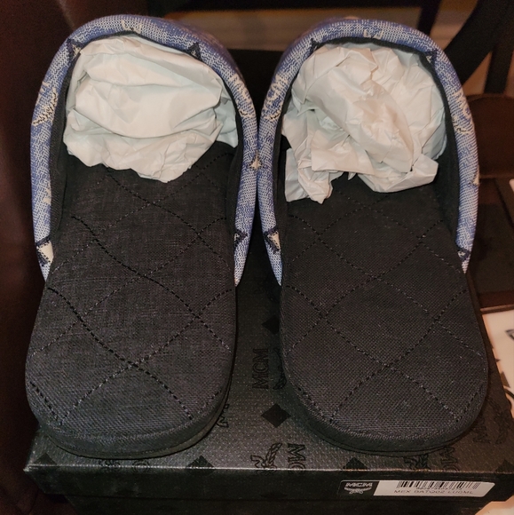 MCM Womens Vintage Blue Monogram Slides - Picture 15 of 16